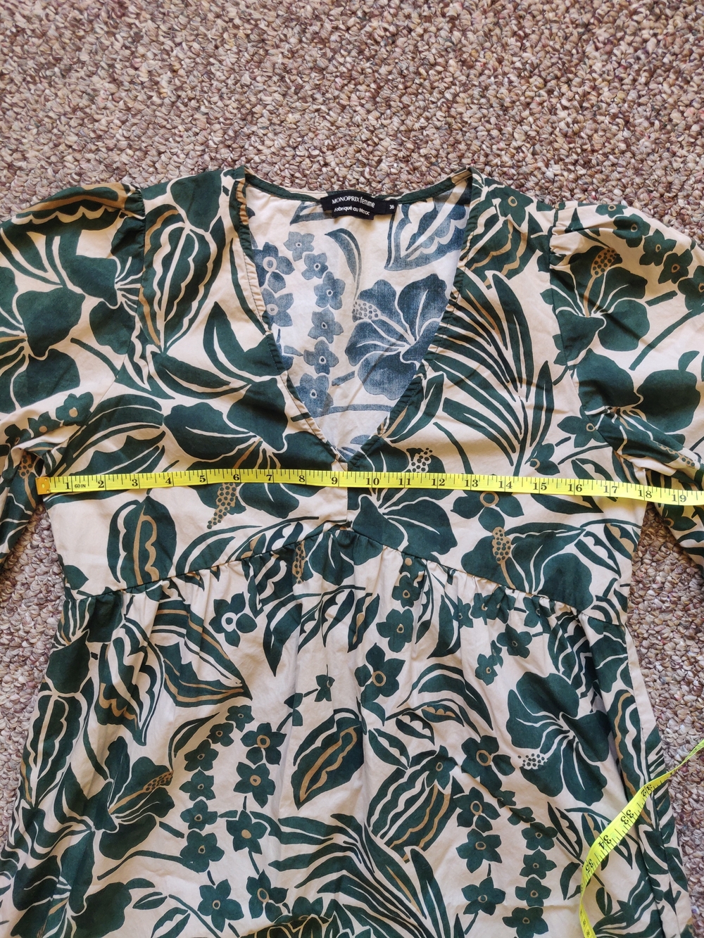 Green and Cream Floral Midi Dress like Boden style M - Picture 2 of 9